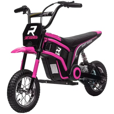Breebe Aosom Electric Dirt Bike With Twist Grip Throttle, 24v 350w Off-road Electric Motorcycle, Up To 15 M In Pink