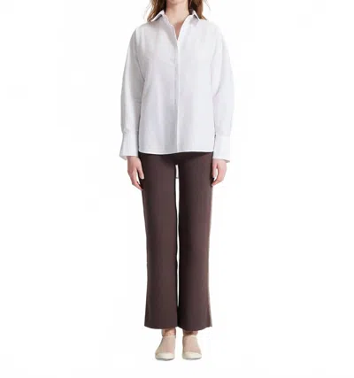 Theo The Label Echo Print Back Banker Shirt In White Leopard In White