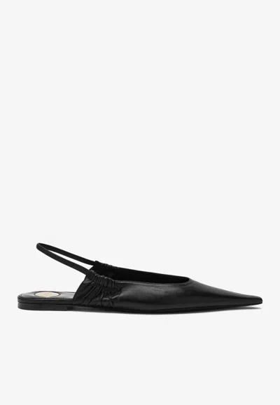 Saint Laurent Black Annemarie Backless Ballerinas In Black