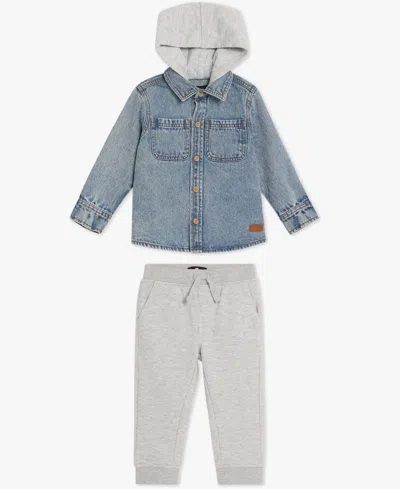 7 For All Mankind Baby Boys 2-piece Denim Shirt And Joggers Set In Multi