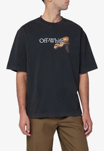 Off-white Washed Black Cupid Arrow Skate Logo T-shirt