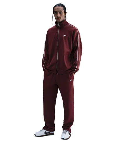 Nike Men's Club Brushed Fleece Open Hem Pants In Red