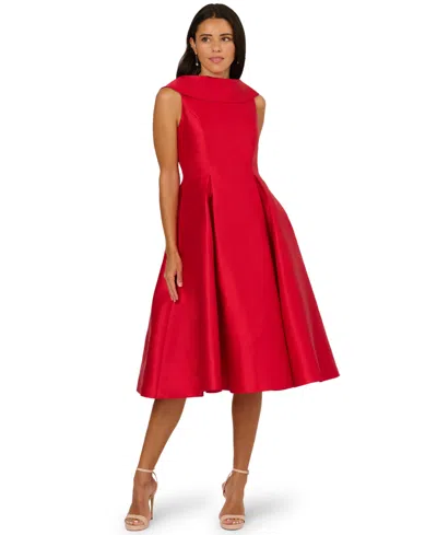 Adrianna Papell Women's Boat Neck Sleeveless Fit & Flare Dress In Red
