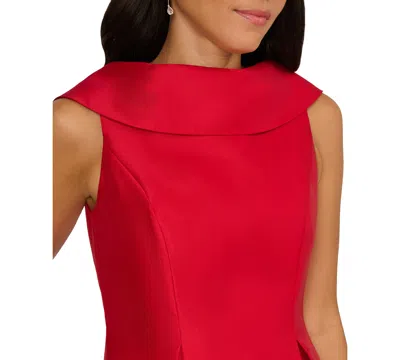 Adrianna Papell Women's Boat Neck Sleeveless Fit & Flare Dress In Red