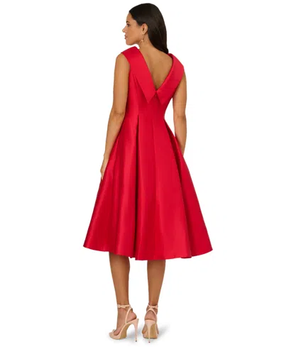 Adrianna Papell Women's Boat Neck Sleeveless Fit & Flare Dress In Red