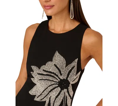 Adrianna Women's Beaded Sleeveless Short Dress In Black