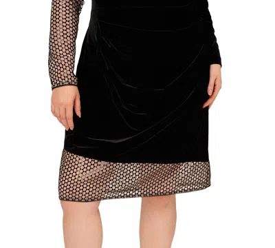 Adrianna Plus Size Mock Neck Mini Dress In Black