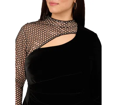 Adrianna Plus Size Mock Neck Mini Dress In Black