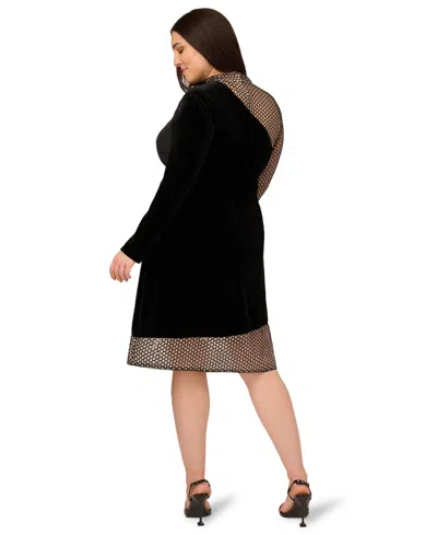 Adrianna Plus Size Mock Neck Mini Dress In Black