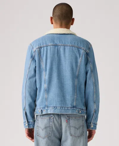 Levi's Type Iii Faux Shearling Lined Denim Trucker Jacket In Blue