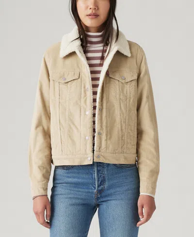 Levi's Women's Original Denim Trucker With Sherpa Lining In White