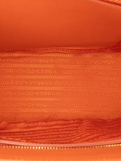 Pre-owned Prada 2010-2025 Small Saffiano Lux Galleria Double Zip Satchel In Orange