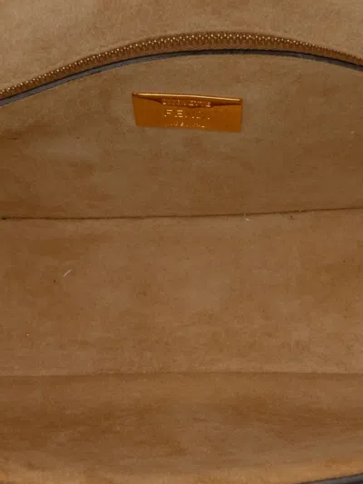 Pre-owned Fendi 2010-2025 Leather Metal Stitch Baguette Satchel In Brown