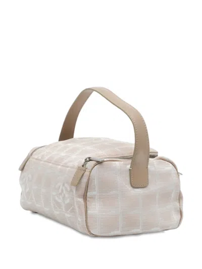 Pre-owned Chanel 2000-2002 New Travel Line Nylon Vanity Bag In Brown