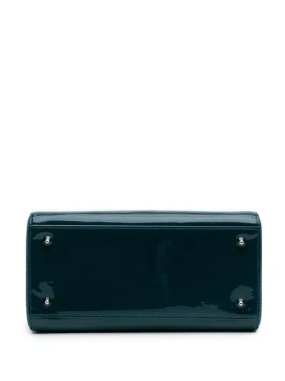 Pre-owned Dior 2015 Medium Patent Lady  Satchel In Blue