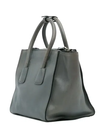 Pre-owned Prada 2010-2025 Glace Calf Twin Pocket Satchel In Gray