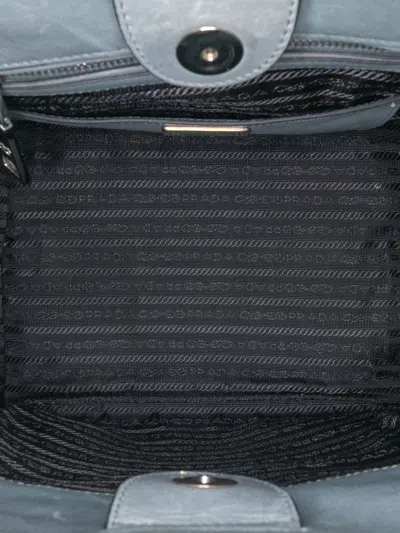 Pre-owned Prada 2010-2025 Glace Calf Twin Pocket Satchel In Gray