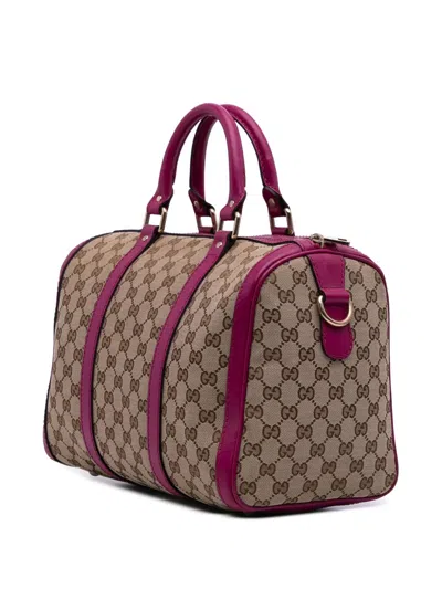 Pre-owned Gucci 2016-2025 Medium Gg Canvas Joy Boston Bag Satchel In Brown