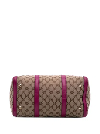 Pre-owned Gucci 2016-2025 Medium Gg Canvas Joy Boston Bag Satchel In Brown