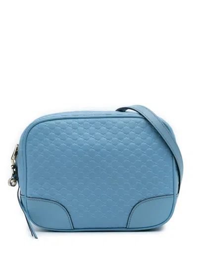 Pre-owned Gucci 2016-2025 Mini Microssima Bree Crossbody Bag In Blue