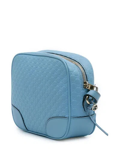 Pre-owned Gucci 2016-2025 Mini Microssima Bree Crossbody Bag In Blue