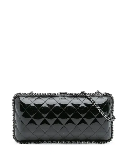 Pre-owned Chanel 2011 Quilted Patent Chain Around Clutch Crossbody Bag In Black