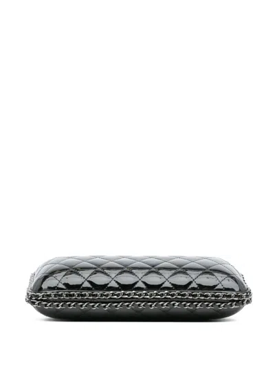 Pre-owned Chanel 2011 Quilted Patent Chain Around Clutch Crossbody Bag In Black