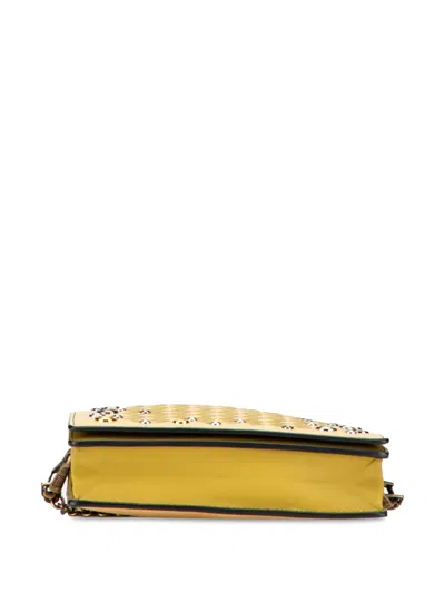Pre-owned Bottega Veneta 2012-2025 Nappa Intrecciato Studded Wallet On Chain Crossbody Bag In Yellow