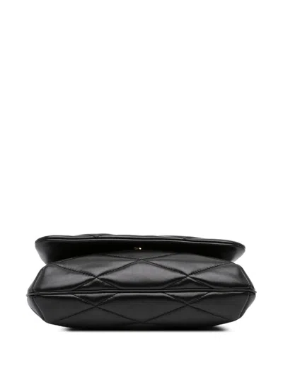 Pre-owned Saint Laurent 2022 Quilted Lambskin Le 57 Diamond Shoulder Bag In Black