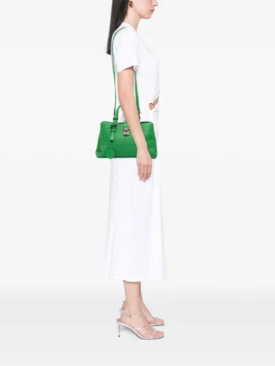 Pre-owned Bottega Veneta 2012-2025 Small Nappa Intrecciato Roma Satchel In Green