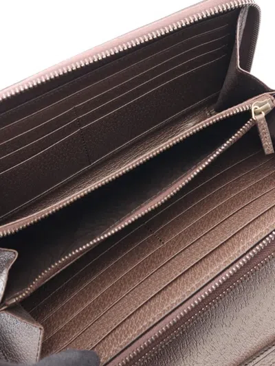 Pre-owned Gucci 2016-2025 Gg Supreme Ophidia Small Wallet Long Wallets In Brown