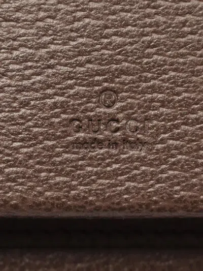 Pre-owned Gucci 2016-2025 Gg Supreme Ophidia Small Wallet Long Wallets In Brown