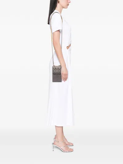 Pre-owned Chanel 2021-2025 Lambskin 19 Phone Holder With Chain Crossbody Bag In Gray