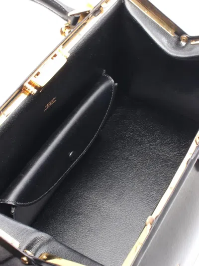 Pre-owned Hermes 1995 Calfskin Sack Mallette Satchel In Black