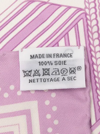 Pre-owned Hermes 2001-2025 Sangles En Zigzag Silk Bandana Scarf 55 Scarves In Purple