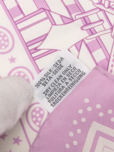 Pre-owned Hermes 2001-2025 Sangles En Zigzag Silk Bandana Scarf 55 Scarves In Purple