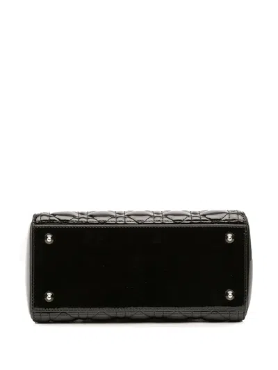 Pre-owned Dior 2014 Medium Patent Cannage Lady  Satchel In Black