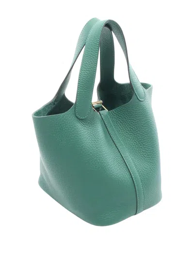 Pre-owned Hermes 2025 Clemence Picotin Lock 18 Handbag In Green