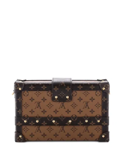 Pre-owned Louis Vuitton Petite Malle Handbag Reverse Monogram Canvas Clutch Bag In Brown