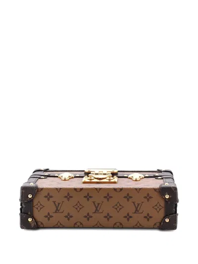 Pre-owned Louis Vuitton Petite Malle Handbag Reverse Monogram Canvas Clutch Bag In Brown