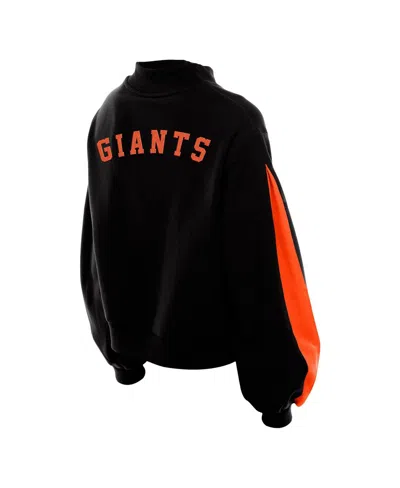 New Era Men's Black San Francisco Giants Mock Neck Balloon Sleeve Sweatshirt In Black