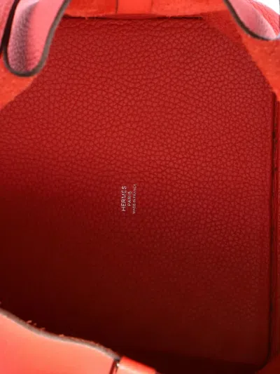 Pre-owned Hermes Picotin Lock Bag Clemence Mm Bucket Bag In Red