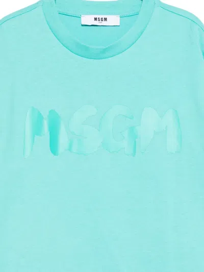 Msgm Logo-print T-shirt In Blue