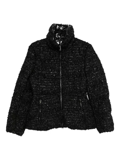 Moncler Zip-fastening Tweed Jacket In Black