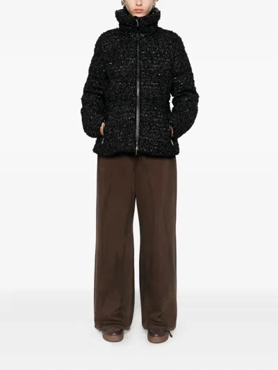 Moncler Zip-fastening Tweed Jacket In Black