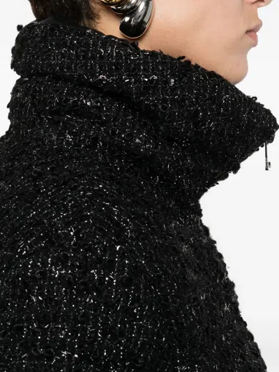 Moncler Zip-fastening Tweed Jacket In Black