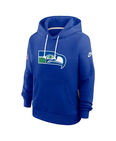 Nike Women's Royal Seattle Seahawks Throwback Sideline Standard Issue Dri-fit Hoodie In Blue