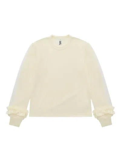 Noir Kei Ninomiya Ruffled-sleeve Sweatshirt In Neutral