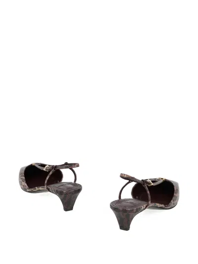 Fendi 40mm Fold Leopard-printed Snake Leather Slingback Pumps In Animal Print