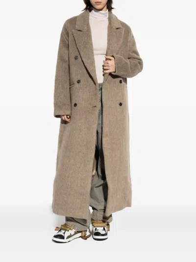 Samsoe & Samsoe Sajilla Double-breasted Coat In Neutral